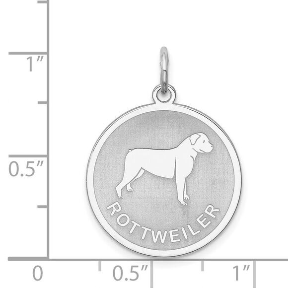 Sterling Silver Laser Etched Rottweiler Dog Pendant, 19mm - Picture 4 of 5